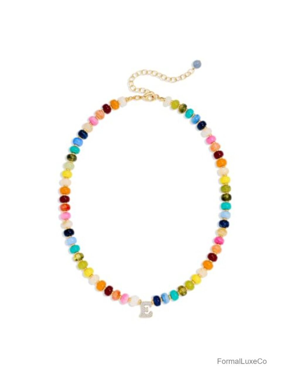 14K Gold Plated Resin Beaded Initial Pendant Necklace Hypoallergenic